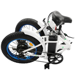 Ecotric 20" Fat Tire Portable and Folding Electric Bike - White and Blue | UL Certified