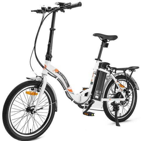 Ecotric Starfish Portable and Folding Electric Bike - White | UL Certified